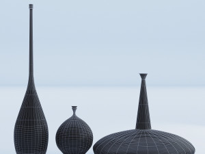 cement vases decor set 3Dモデル