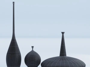 cement vases decor set 3D Model
