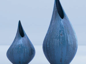blue wooden vases 3D Model
