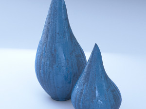 blue wooden vases Modelo 3D