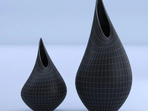 blue wooden vases 3D Model