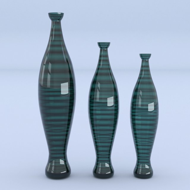 glass green vases 3D Модель .c4d .max .obj .3ds .fbx .stl .blend 