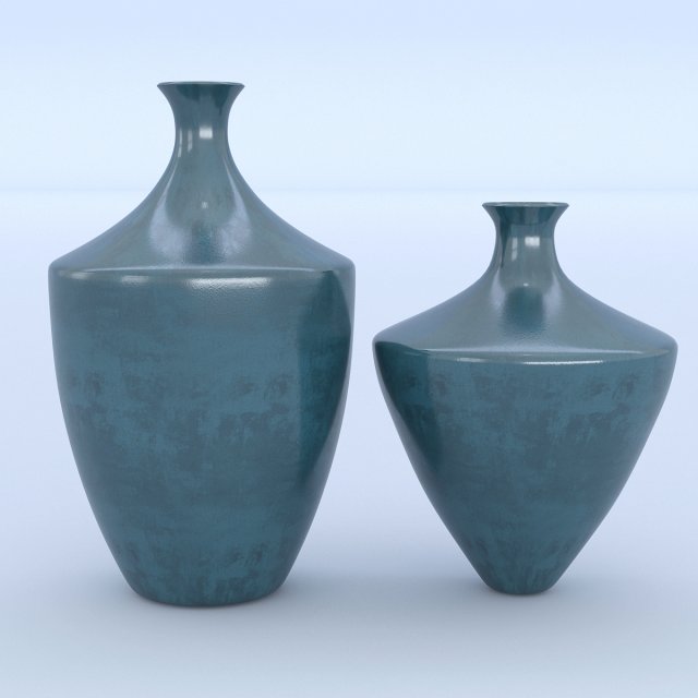 ceramic blue vases 3D Model .c4d .max .obj .3ds .fbx .stl .blend 