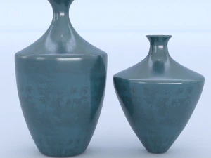 ceramiczne niebieskie wazony Model 3D