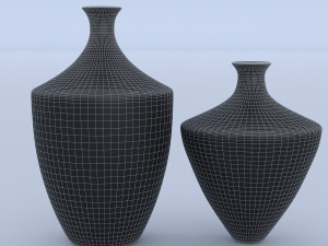 ceramic blue vases 3D Model