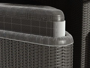 terrace wicker table with seats 3D Model
