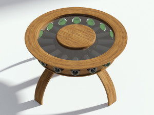 round glass coffee table with bottles 3D Model