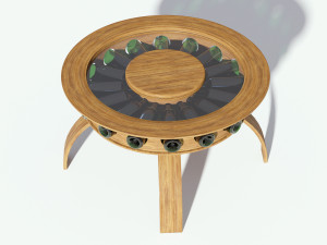 round glass coffee table with bottles 3D Model