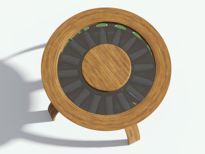 round glass coffee table with bottles 3D Model