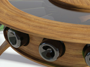 round glass coffee table with bottles 3D Model