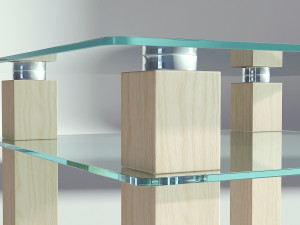 glass wooden coffee table 3Dモデル