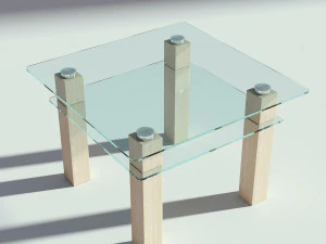 glass wooden coffee table 3D Model