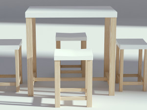 wooden table with seatings 3Dモデル
