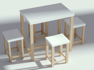 wooden table with seatings 3Dモデル