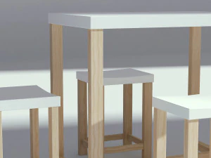 wooden table with seatings 3D Model
