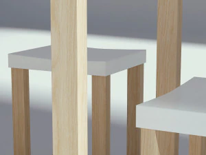 wooden table with seatings 3D Model