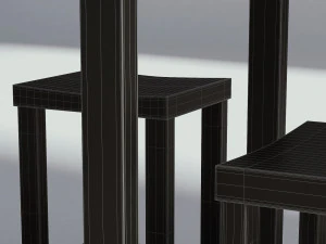 wooden table with seatings 3D Model