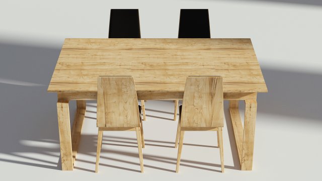 wooden dining set - table and chairs Model 3D .c4d .max .obj .3ds .fbx .stl .blend 