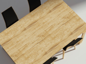 wooden dining set - table and chairs Model 3D
