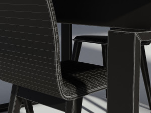 wooden dining set - table and chairs Model 3D