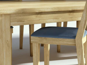 wooden natural dining set - 6 chairs and table 3D Model
