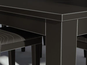 wooden natural dining set - 6 chairs and table 3D Model