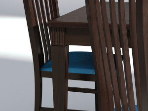 dark wooden dining set - 6 chairs and table 3D Modell