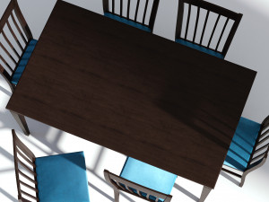 dark wooden dining set - 6 chairs and table 3D Modell