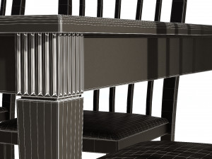dark wooden dining set - 6 chairs and table 3D Modell