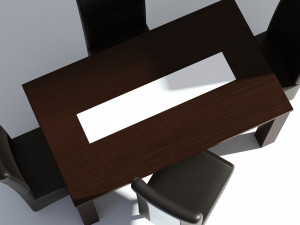 dining set - wooden table and leather chairs Modelo 3D