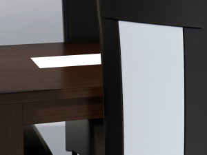 dining set - wooden table and leather chairs Modelo 3D