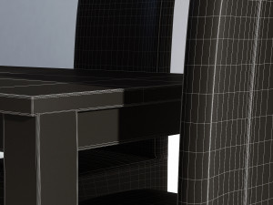 dining set - wooden table and leather chairs Modelo 3D