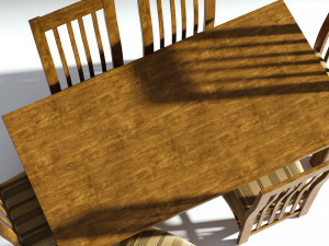 wooden dining set - natural table and chairs 3D Модель