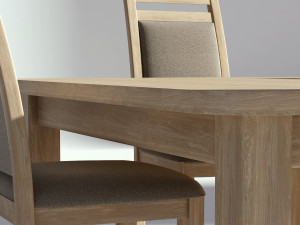 bright wooden dining set table with chairs 3D-Modell