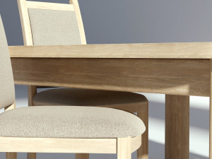 bright wooden dining set table with chairs 3D-Modell