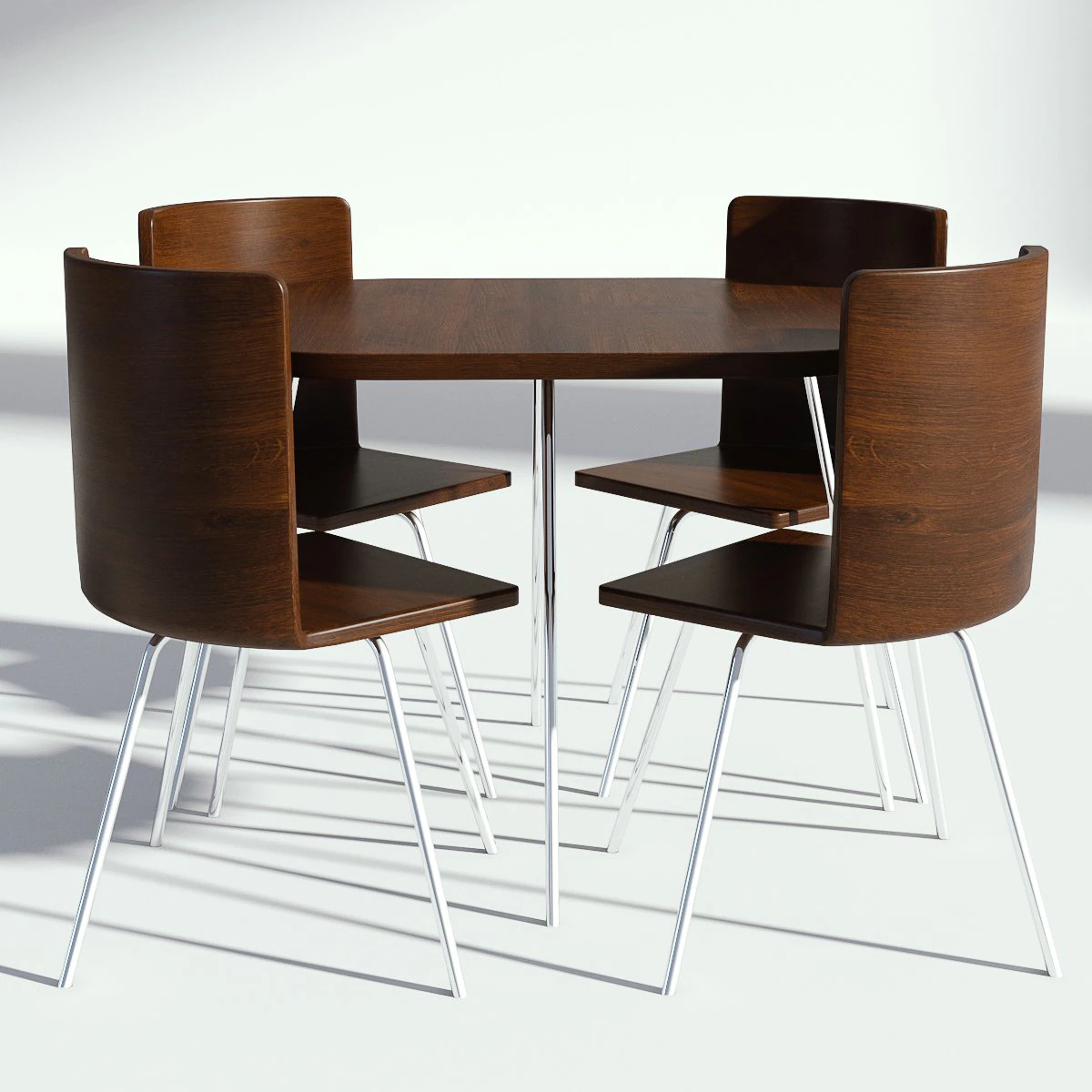 dark wooden dining set - table and chairs 3D Model .c4d .max .obj .3ds .fbx .stl .blend 