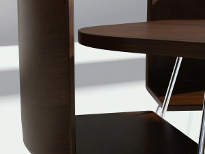 dark wooden dining set - table and chairs 3D Model