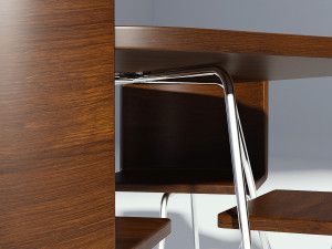 dark wooden dining set - table and chairs 3D 모델