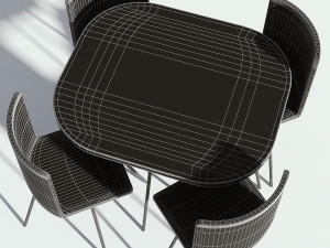 dark wooden dining set - table and chairs 3D 모델