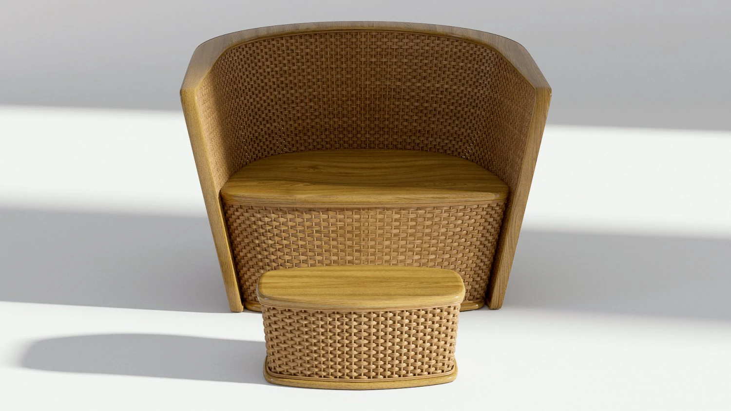 wicker armchair with ottoman 3D Model .c4d .max .obj .3ds .fbx .stl .blend