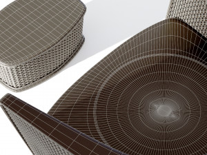 wicker armchair with ottoman 3D Model