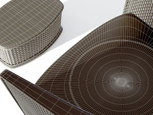 wicker armchair with ottoman 3D Model