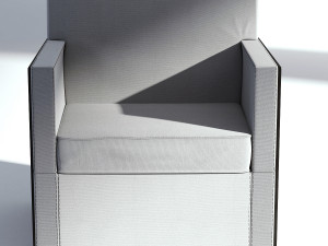 wood and fabric armchair Model 3D