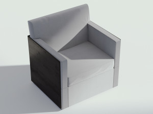 wood and fabric armchair 3D Модель