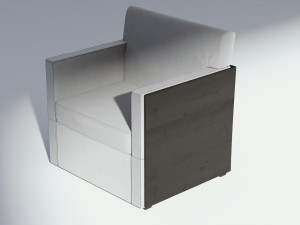 wood and fabric armchair 3D Модель