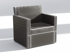 wood and fabric armchair 3D Модель