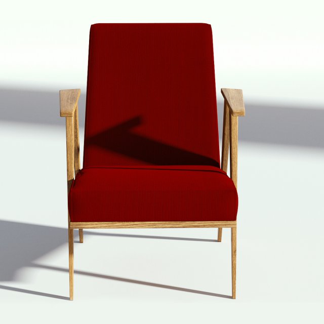 retro red fabric armchair Model 3D .c4d .max .obj .3ds .fbx .stl .blend 