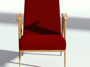 retro red fabric armchair Model 3D