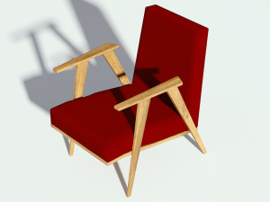 retro red fabric armchair Model 3D