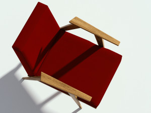 retro red fabric armchair Model 3D